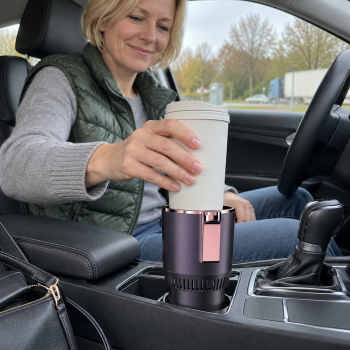 Kühlender und wärmender Getränkehalter fürs Auto mit Touch-Bedienung für Kaffee und kalte Getränke – 12 V, 3–5 °C und 55–65 °C, Aluminium