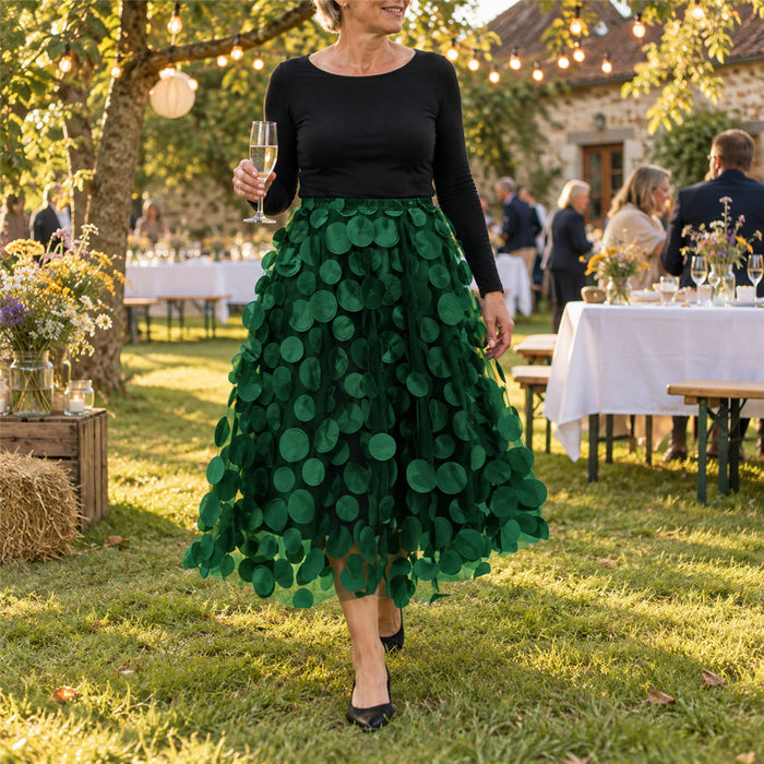 Tüllrock mit Punkte-Patchwork und elastischem Bund für Hochzeit, Feier und Alltag – leicht, locker fallend, S bis 3XL, in 7 Farben
