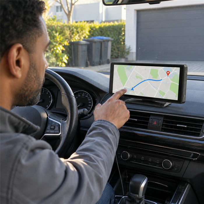 Tragbarer Auto-Touchscreen mit 10,26 Zoll, Bluetooth und Rückfahrkamera für Navigation, Musik und Telefonate – 12-V-Anschluss, FM und AUX