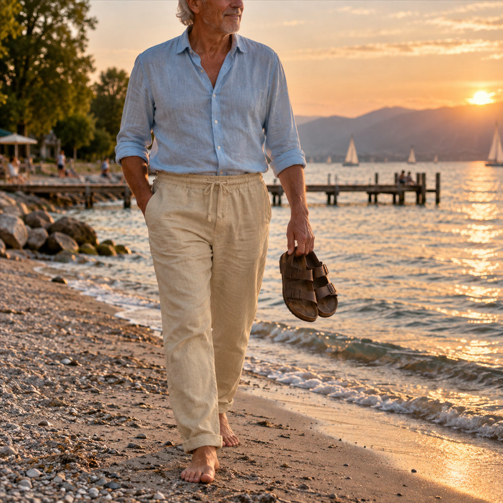 Leichte Leinenhose für Herren für Frühling, Sommer und Strand – luftig, atmungsaktiv, S bis 3XL, 7 Farben von Weiß bis Schwarz
