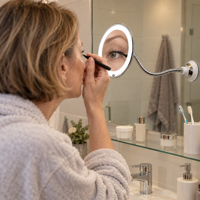 LED-Kosmetikspiegel mit 10-facher Vergrößerung für Make-up und Augenbrauen – beleuchtet, detailgenau, für Bad und Schminktisch