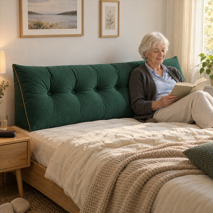 Keilkissen als Rückenkissen für Bett und Sofa zum aufrechten Sitzen – 100, 150 oder 200 cm breit, Bezug aus Bio-Baumwolle, 11 Farben