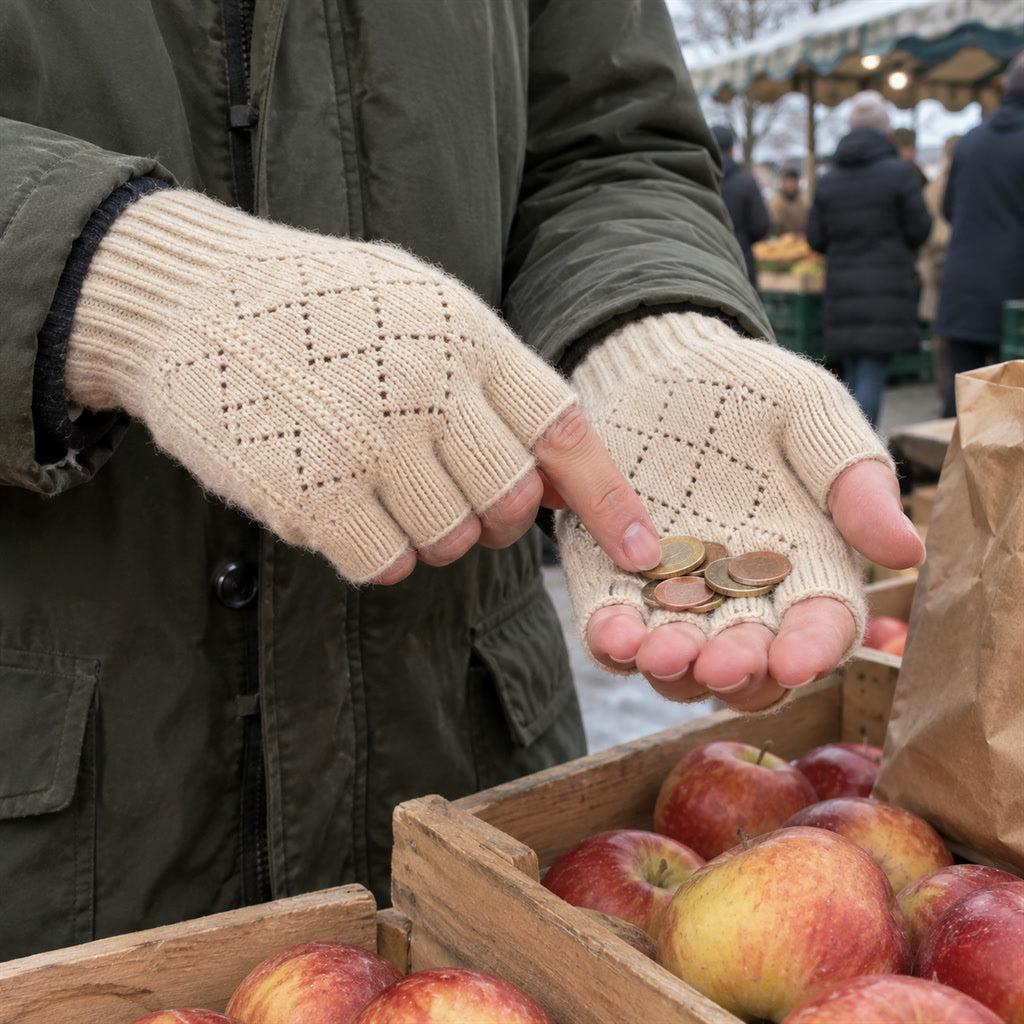 Fingerlose Strickhandschuhe für Damen und Herren im Winter – gestrickt, Fingerspitzen frei, in 7 Farben von Hellrosa bis Beige