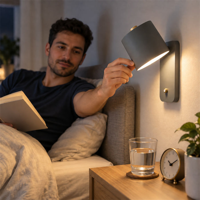 Wandleuchte für Schlafzimmer und Wohnzimmer im modernen Stil – Lichtfarbe wählbar, in Grau, Grün und Weiß