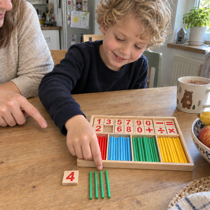 Rechenstäbchen-Lernspielzeug für Kinder zum Zählen und Rechnen lernen – bunte Stäbchen, Vorschule und Grundschule