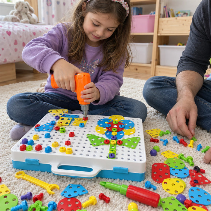 Konstruktionsspielzeug mit 237 Teilen für Kinder zum Bauen und Tüfteln – großes Set, für mehrere Kinder, Kinderzimmer