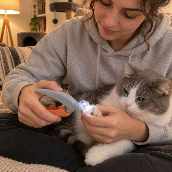 Krallenschneider mit Licht für Hund und Katze zur Krallenpflege zu Hause – beleuchtete Schnittstelle, handlich