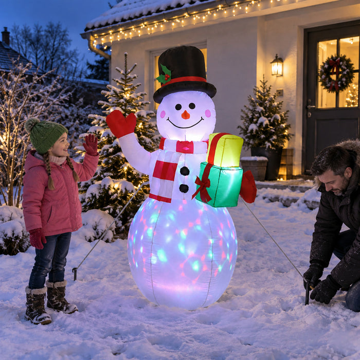 Aufblasbarer Schneemann mit LED-Licht für Garten, Vorgarten und Terrasse – beleuchtete Weihnachtsdeko für außen