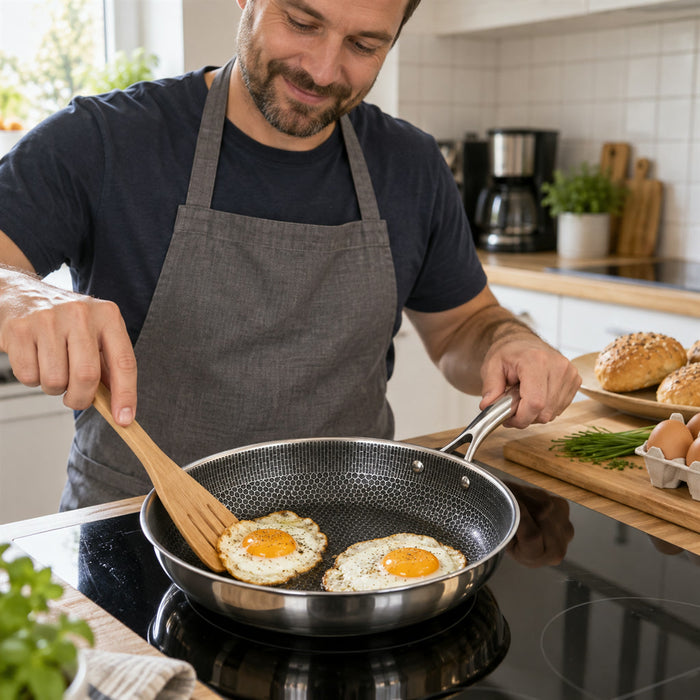 Edelstahl-Bratpfanne mit Antihaftbeschichtung für Spiegelei, Pfannkuchen und Fisch – langlebiges Kochgeschirr für die Küche