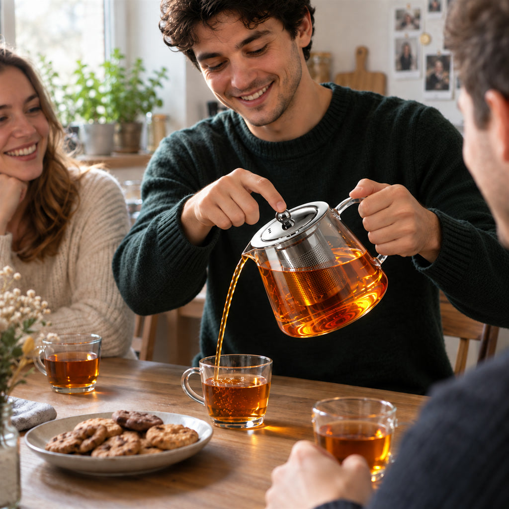 Hitzebeständige Teekanne aus Glas für losen Tee und Kräutertee – durchsichtig für Teeritual, Küche und Esstisch