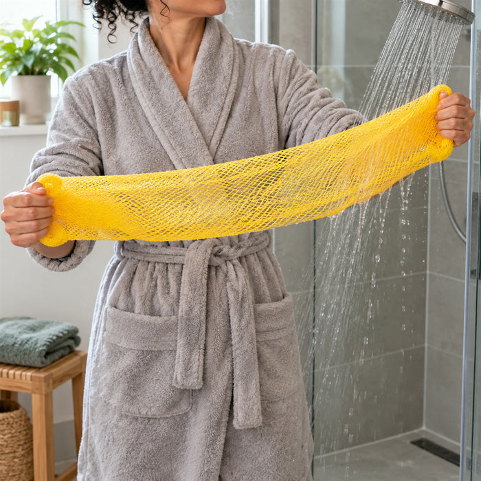 Afrikanischer Netzschwamm für Peeling unter der Dusche – langer Körperschwamm für Rücken und Beine, in 11 Farben