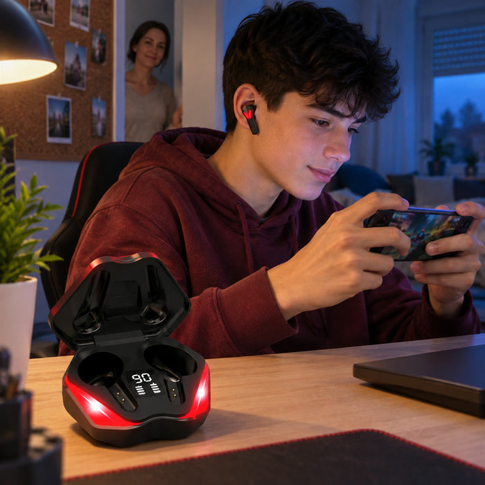 Kabellose Gaming-Ohrhörer mit Mikrofon für Smartphone, Spiele und Anrufe – kompakte In-Ear-Kopfhörer für unterwegs