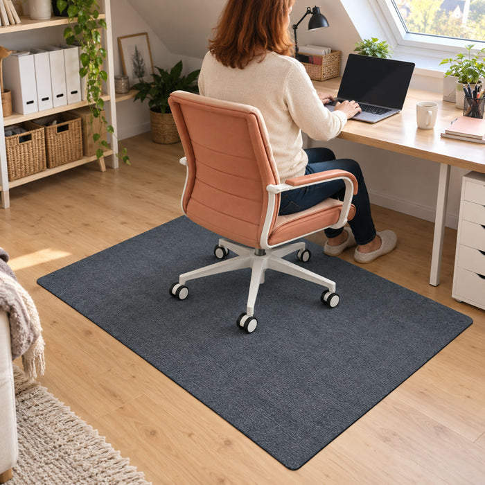 Zuschneidbare Bürostuhlmatte zum Schutz von Holzböden für Büro, Schreibtisch und Küche – 90 × 120 cm, 4 mm dick, geräuschdämpfend, Dunkelgrau
