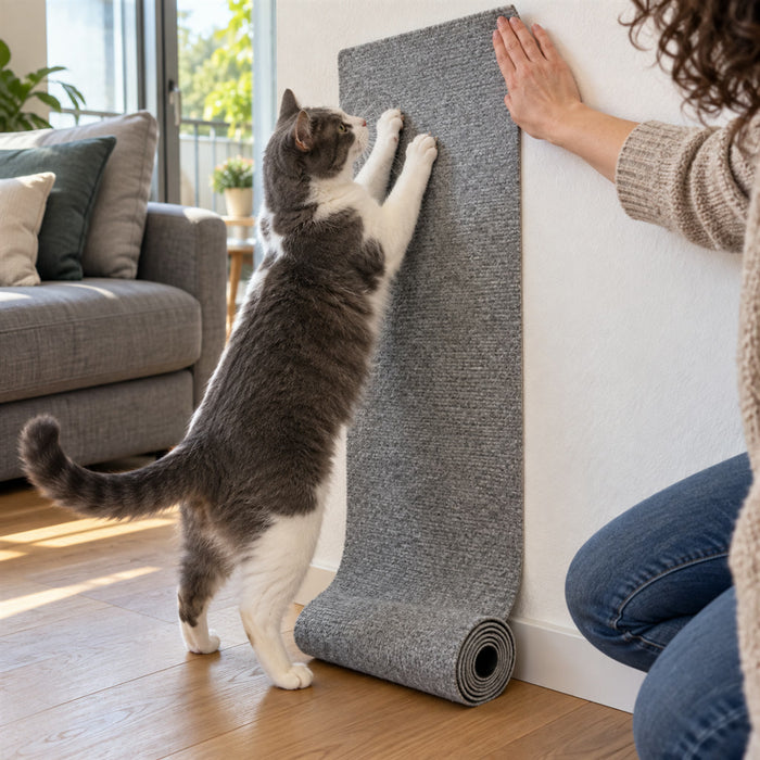 Selbstklebende Kratzmatte für Katzen von der Rolle zum Schutz von Wänden, Sofa und Türrahmen – Teppichoberfläche, ohne Bohren, in 6 Farben