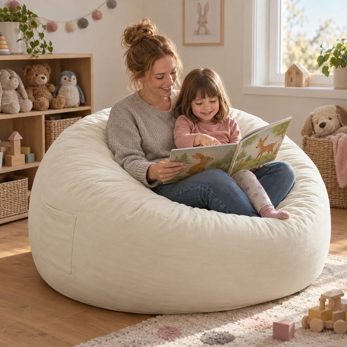 3-in-1-Sitzsack als Sessel, Liege und Bodenbett mit Memory-Schaum für Wohnzimmer und Gaming – 112 × 112 × 70 cm, waschbarer Flanellbezug, 7 Farben