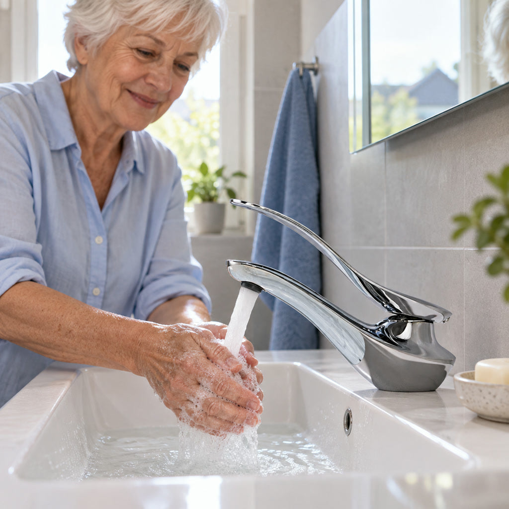 Einhebel-Waschtischarmatur aus Messing für das Badezimmer-Waschbecken – Einlochmontage, Warm- und Kaltwasser, Keramikkartusche, Chrom
