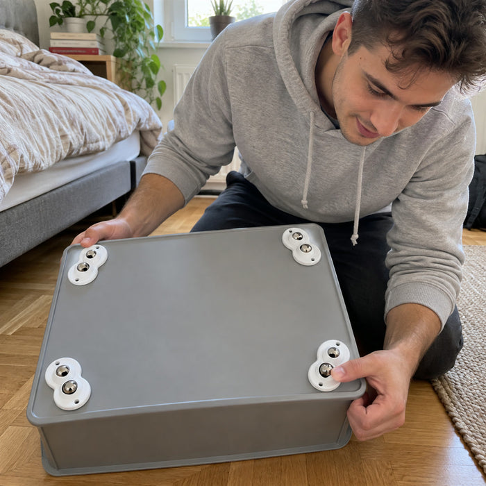 Selbstklebende Möbelrollen mit Doppelkugel im 4er-Set für Kisten, Regale und Sofas – 5,3 × 3 cm, 360° drehbar, ohne Bohren, Schwarz oder Weiß