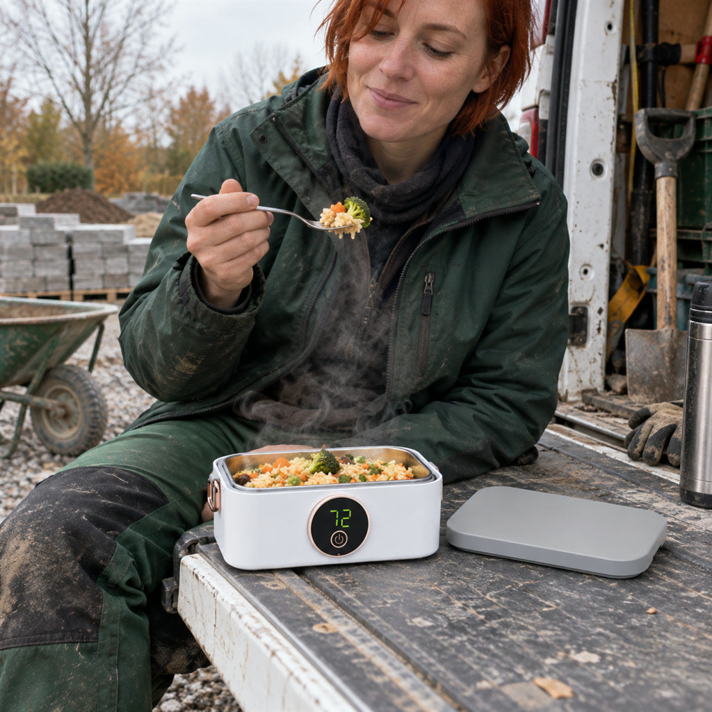Kabellose beheizbare Lunchbox mit Akku für Büro, Pendeln und Picknick – 16.000 mAh, 5 Heizstufen, bis 5 Stunden warm