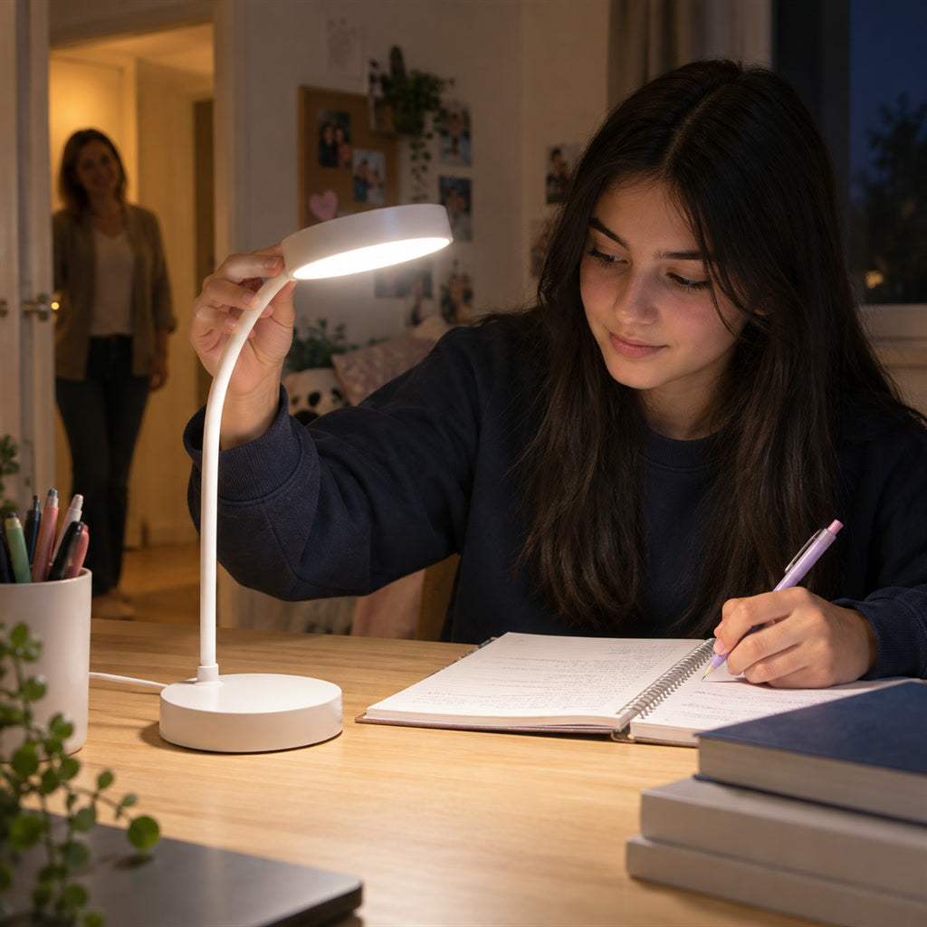 LED-Leselampe mit Touchsteuerung und flexiblem Schwanenhals für Nachttisch und Schreibtisch – dimmbar, USB-betrieben, ca. 34 cm hoch, Weiß