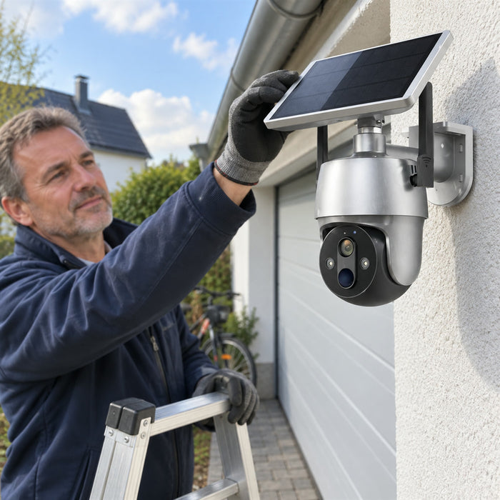 Solar-Überwachungskamera für außen mit 355°-Schwenkbereich für Haus, Hof und Garten – 1080p, WLAN, Farb-Nachtsicht, Zwei-Wege-Audio, IP66