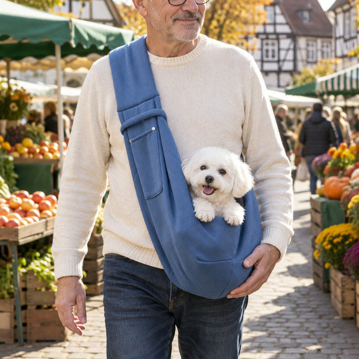 Hundetragetasche als Schultertragetuch für kleine Hunde für Einkauf, Park und Reisen – bis 7,5 kg, Doppellagen-Baumwolle, 7 Farben