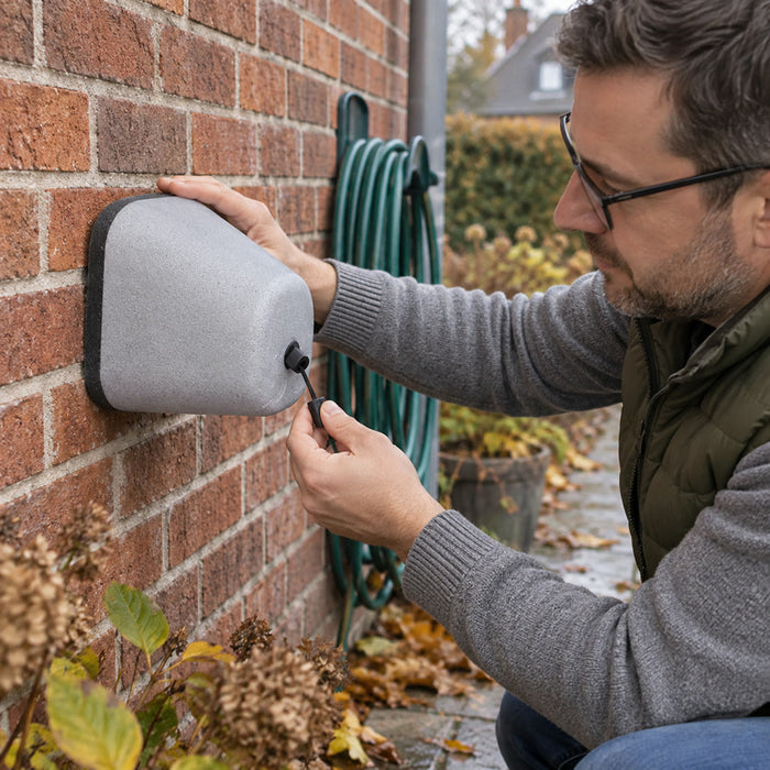 Isolierte Frostschutzhaube für Außenwasserhähne für Garten und Hauswand – 17,8 × 15,2 cm, wasserdicht, mit Riemen, Weiß oder Grau
