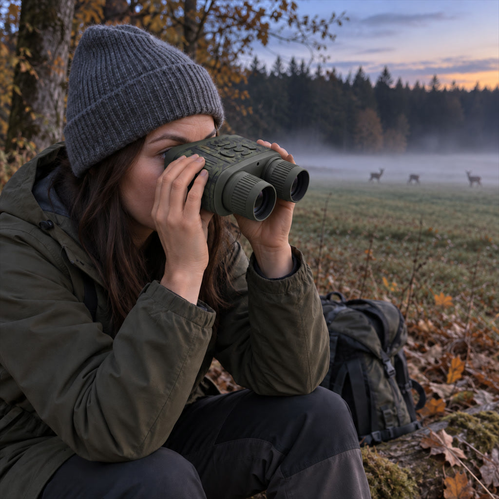 Nachtsichtfernglas mit Infrarot und HD-Display für Natur, Camping und Grundstück – bis ca. 300 m Sicht, Foto und Video, Stativgewinde