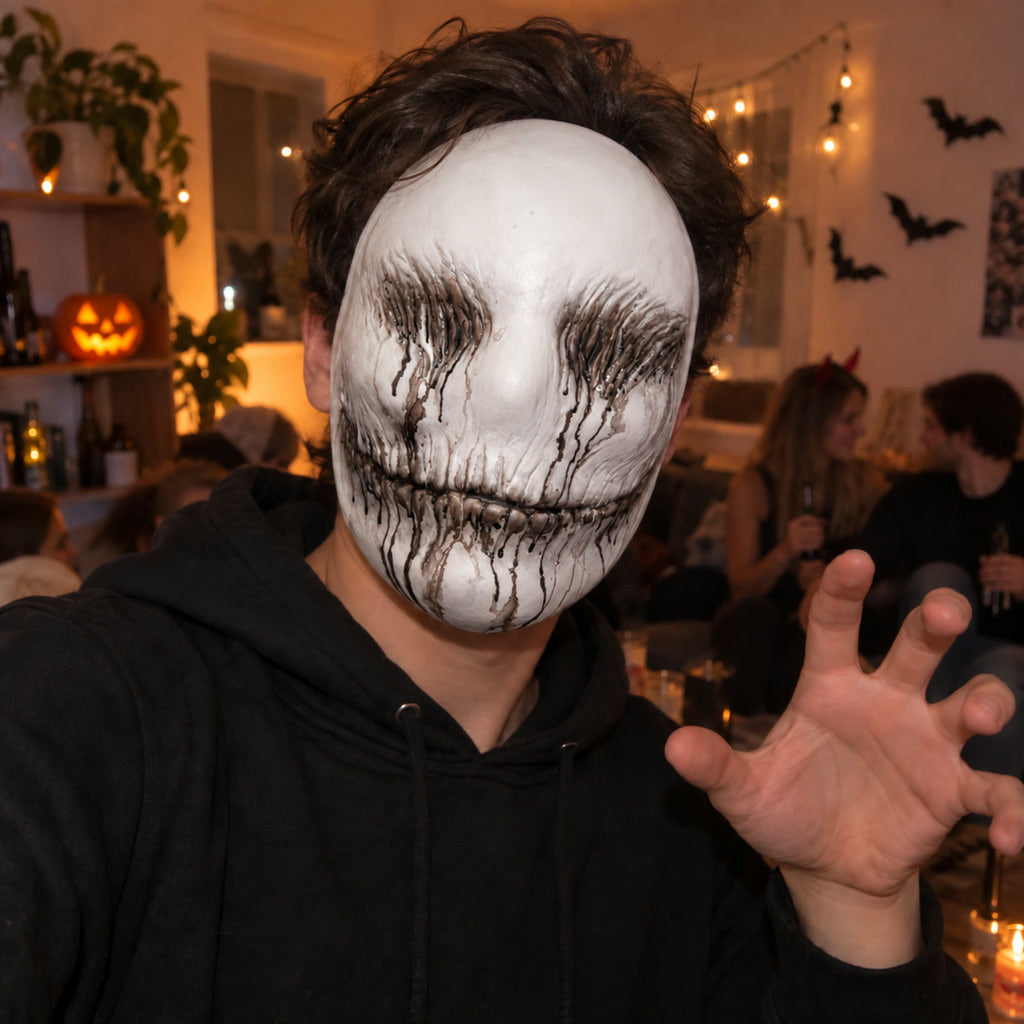Realistische Totenkopfmaske aus Latex als Halloween-Kostüm und Deko für Party und Geisterbahn – 28 × 16 cm, leicht, wiederverwendbar