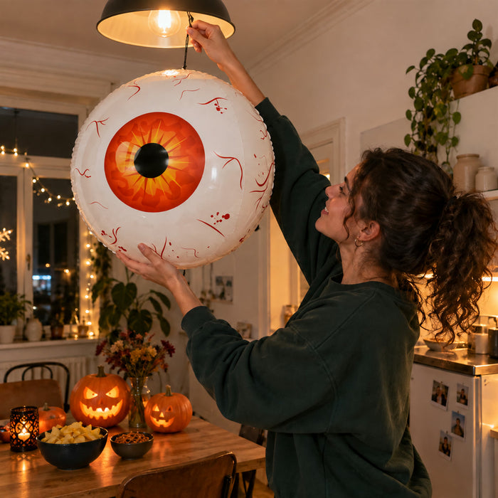 Augapfel-Folienballon als Halloween-Deko für Partyraum, Garten und Geisterhaus – 56 cm, Aluminiumfolie, wiederverwendbar, 3 Farben