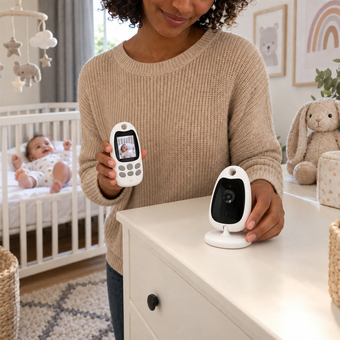 Babyphone mit Kamera, Nachtsicht und Gegensprechfunktion für Kinderzimmer und Haus – 2-Zoll-Farbdisplay, Temperaturanzeige, Schlaflieder