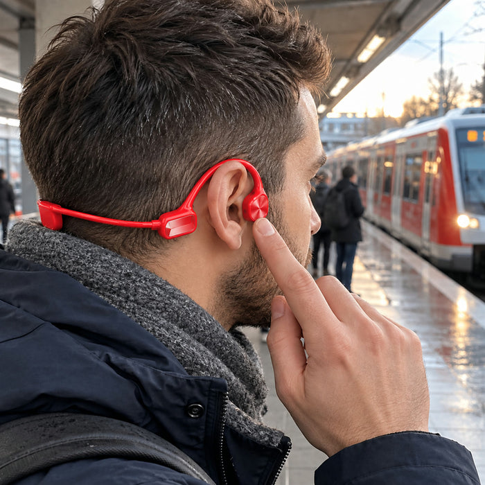 Kabellose Open-Ear-Kopfhörer mit Nackenbügel und Bluetooth für Sport, Musik und Anrufe – Mikrofon, Touch-Steuerung, Schnellladen, 4 Farben