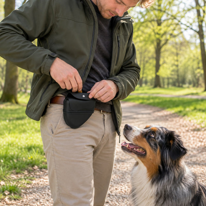 Leckerlibeutel aus Silikon mit Gürtelclip für Hundetraining und Spaziergang – ca. 12 × 5 × 11 cm, wasserdicht, leicht zu reinigen, 3 Farben