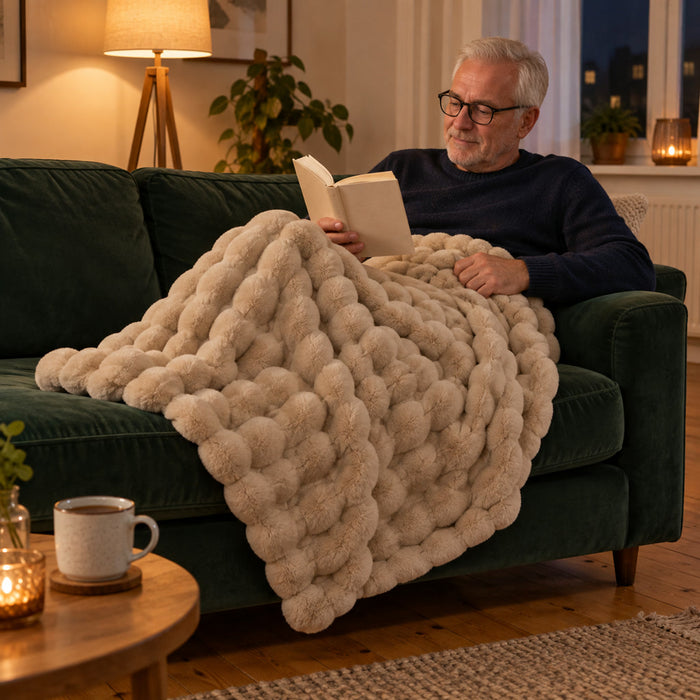 Plüschdecke mit Blasenstruktur für Bett, Sofa, Leseecke und Reise – ca. 100 × 160 cm, ganzjährig, maschinenwaschbar, schnell trocknend, 5 Farben