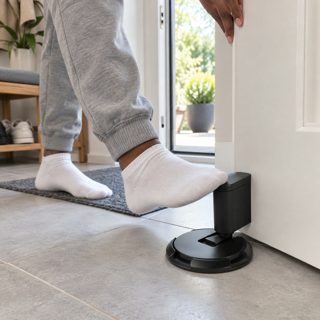Verstellbarer Türstopper aus Zinklegierung zum Kleben oder Schrauben für Innen- und Außentüren – für Bodenspalt bis 2,5 cm, arretierbar, 6 Farben