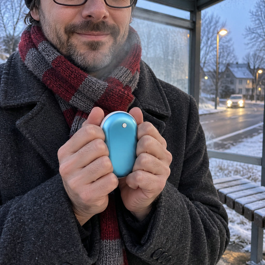 Wiederaufladbarer Handwärmer mit beidseitiger Heizfläche für Winter, Camping und Reisen – 5000 mAh, 3 Stufen von 40 bis 60 °C, USB-Ladung, 4 Farben