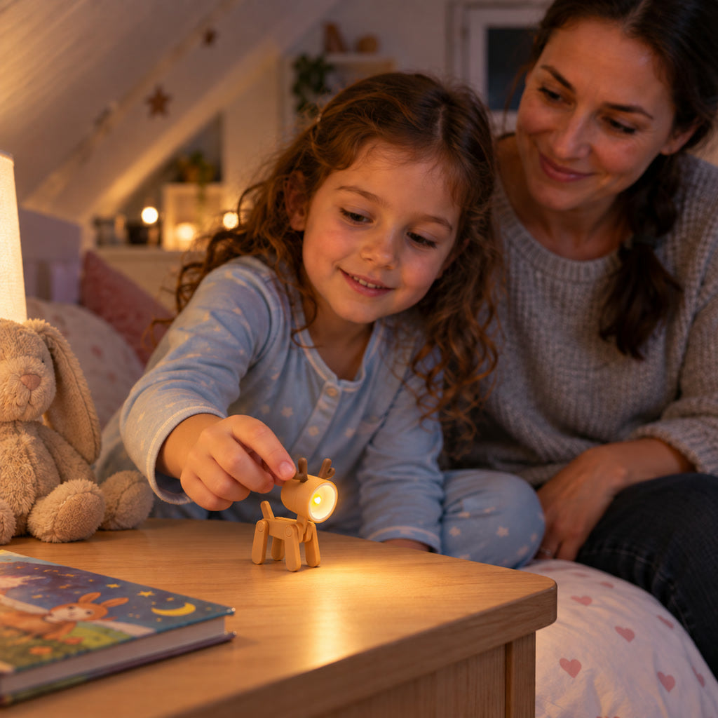 Kleines Tier-Nachtlicht mit beweglichen Gliedmaßen für Kinderzimmer und Reisen – ca. 4 × 2 × 7 cm, LED, batteriebetrieben, in 5 Farben