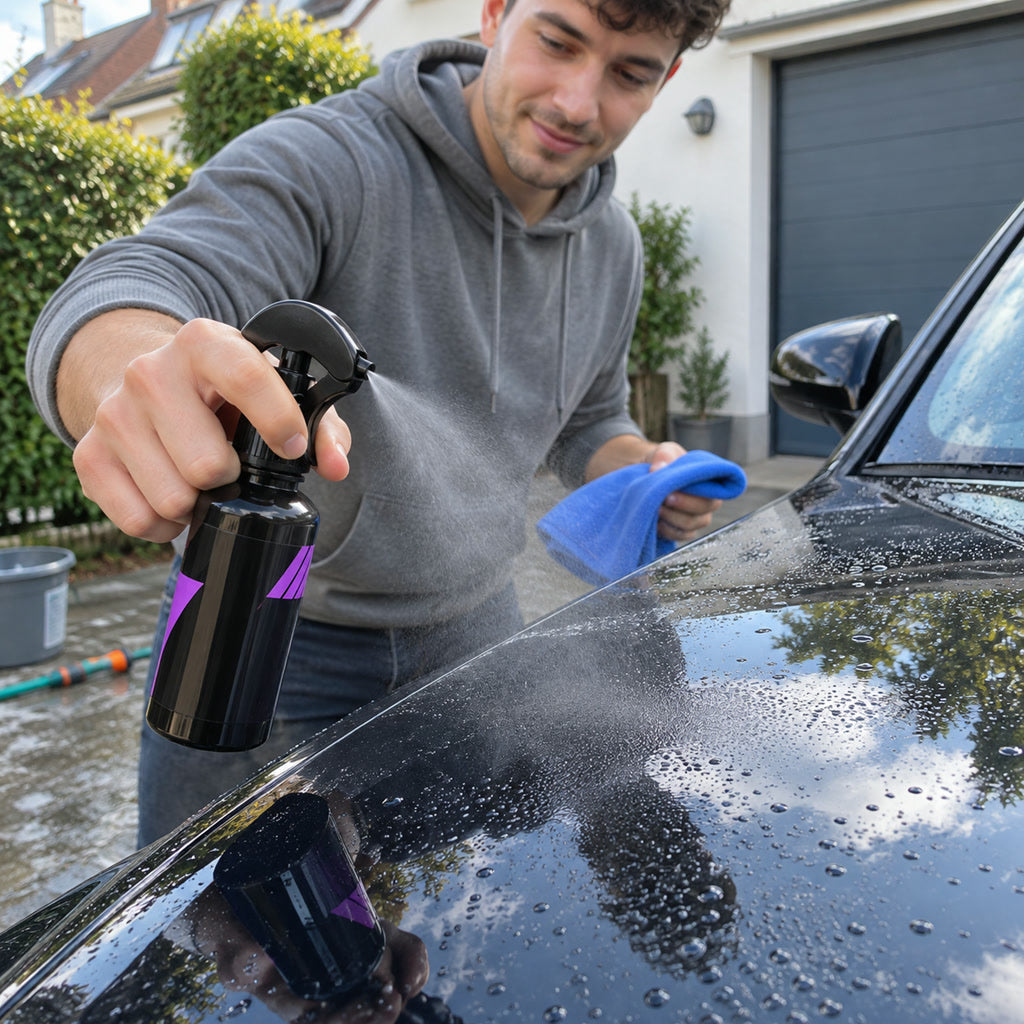 Keramik-Versiegelung als Sprühflasche für Autolack, Scheiben und Scheinwerfer – 100 ml, mit Polierschwamm und Tuch, wasserabweisend, UV-Schutz