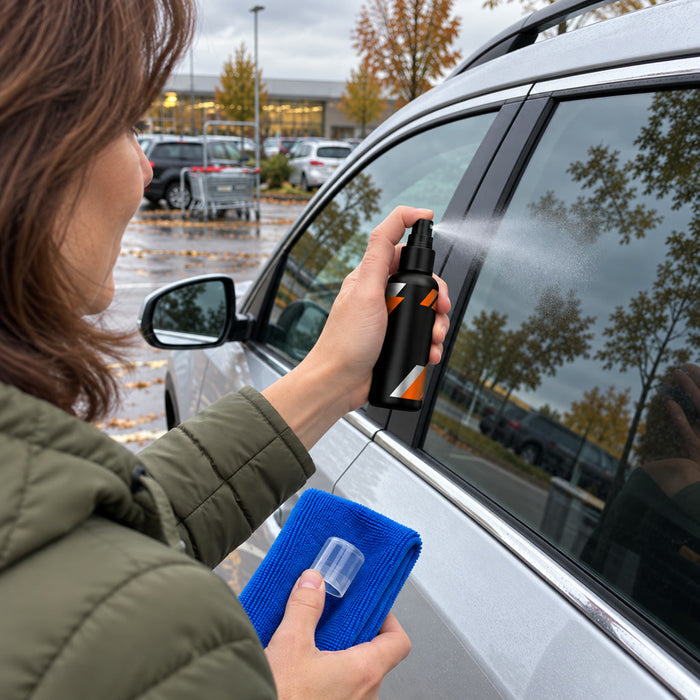 Regenabweiser-Spray im 3er-Set für Windschutzscheibe, Seitenscheiben und Außenspiegel – je 100 ml, mit 3 Schwämmen, ca. 5 min Einwirkzeit