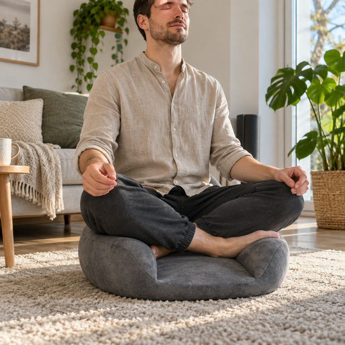 Ergonomisches Meditationskissen aus Memory-Schaum für Meditation, Yoga und Schreibtisch – erhöhter Rücken, waschbarer Bezug, rutschfest, 3 Farben