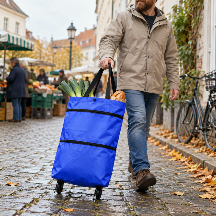 Faltbare Einkaufstasche mit Rollen als 2-in-1-Trolley für Einkauf, Wäsche und Reisen – geräumig, platzsparend verstaubar, in 6 Farben