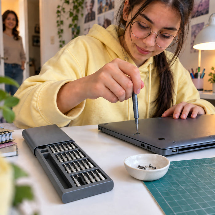 Präzisions-Schraubendreher-Set 51-in-1 mit 48 magnetischen Bits für Handy, Laptop und Brille – Bits aus S2-Stahl, Aluminiumgriff, im Etui