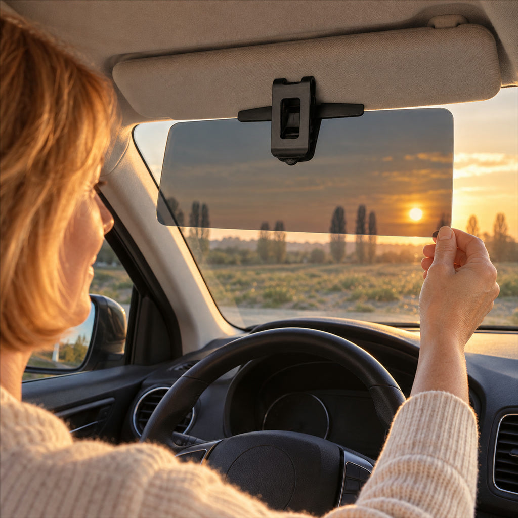Blendschutz-Verlängerung für die Auto-Sonnenblende bei Tag und Nacht – 32 × 14,5 cm, polarisiert, 180° schwenkbar, Clip-Montage, klappbar