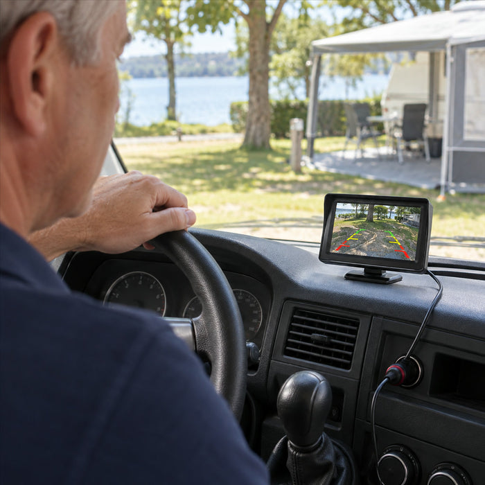 Rückfahrkamera mit 10,9-cm-Monitor für Auto, Lkw und Wohnwagen – 170° Weitwinkel, 8 LEDs Nachtsicht, IP68, Parklinien, 9 bis 36 V