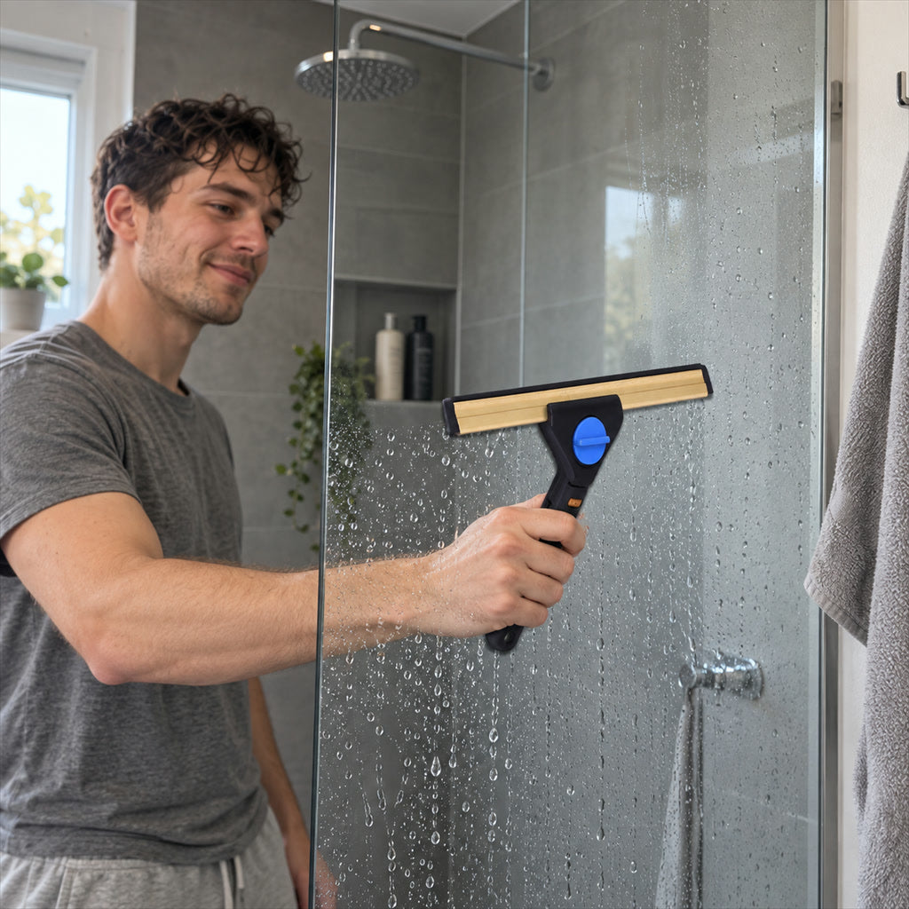 Abzieher für Dusche, Fenster und Spiegel zur streifenfreien Reinigung – rutschfester ergonomischer Griff, rostbeständig, auch für Autoscheiben