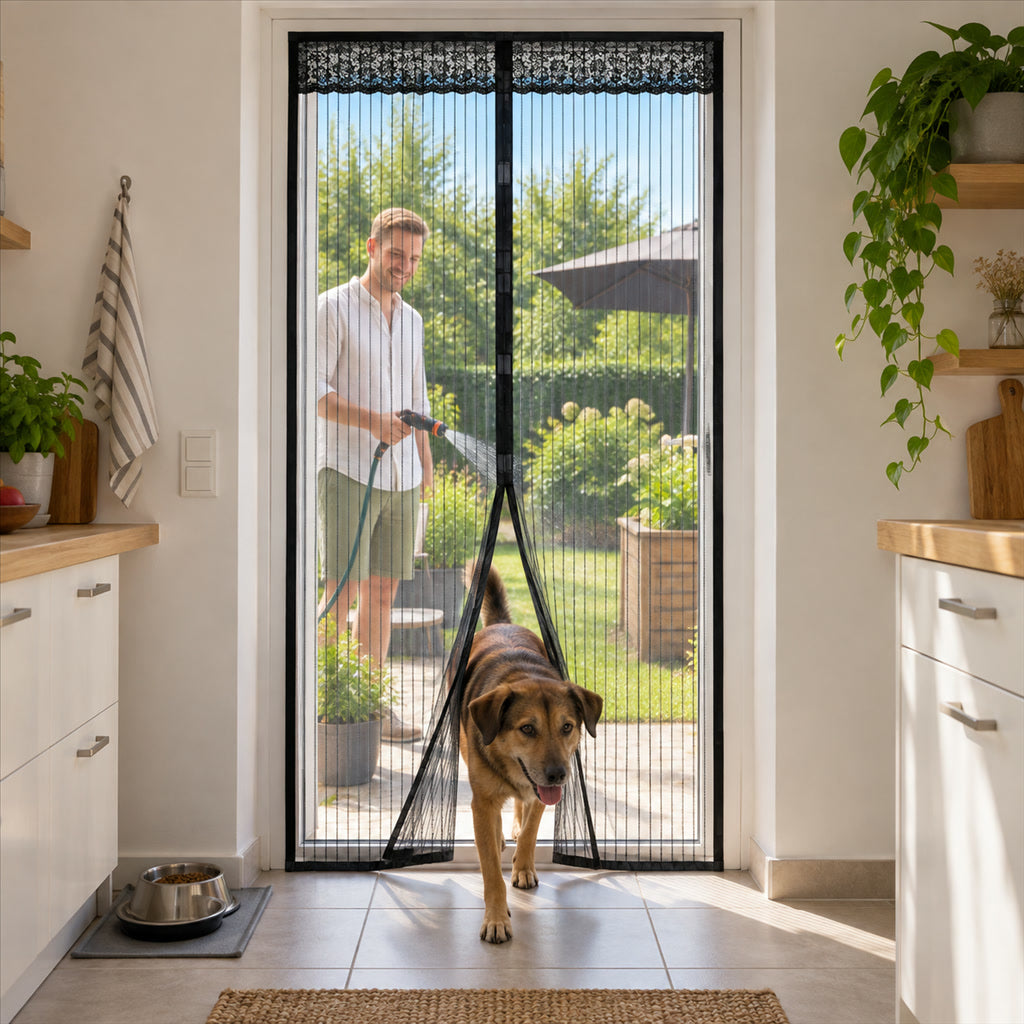 Magnetischer Fliegenvorhang für Haustür, Terrassentür und Schiebetür – 80 × 210 bis 120 × 210 cm, schließt automatisch, reißfestes Netz, 5 Größen