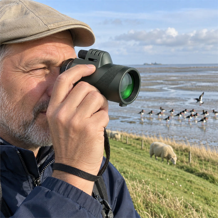 Kompaktes Monokular mit 50-mm-Objektiv für Tierbeobachtung und Landschaftsblicke im Freien – BAK4-Prisma, Stativgewinde, Handschlaufe, Grün