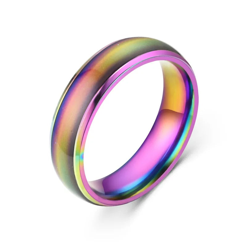 Stimmungsring aus Edelstahl mit Farbwechsel für Damen und Herren – thermochrom, 7 Stimmungsfarben, rund, Größe 6 bis 12, 5 Farben
