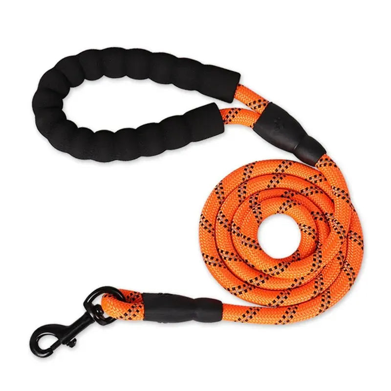 Reflektierende Hundeleine aus Nylon mit gepolstertem Griff für Spaziergänge und Training – 150 cm, Ø 1,2 cm, Doppelseil, wasserabweisend, 7 Farben