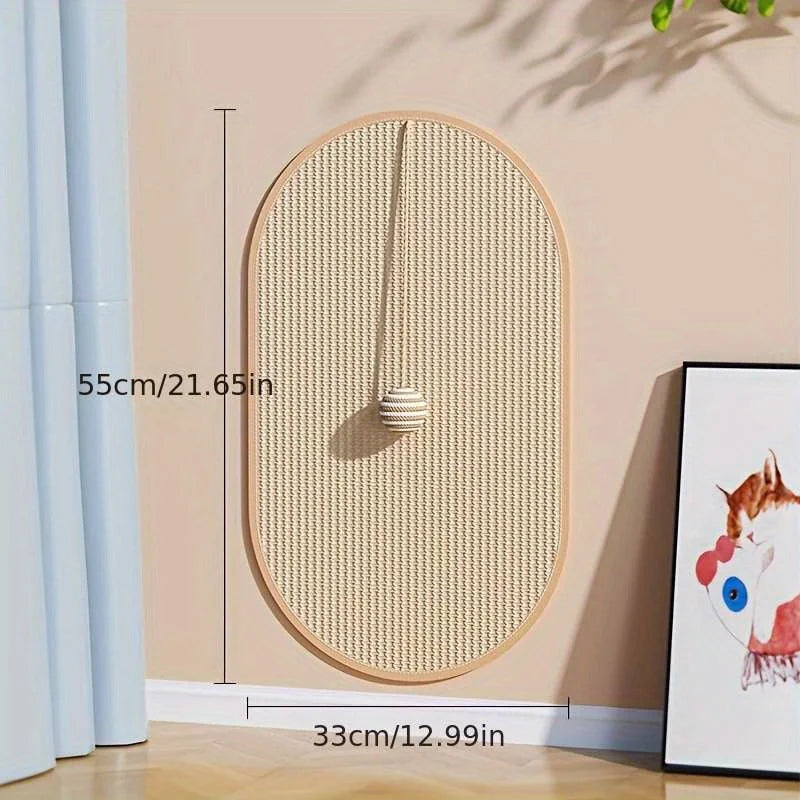 3-in-1-Katzenkratzbrett aus Sisal für die Wand für Wohnung und Flur – oval oder in Bogenform, 33 × 55 oder 36 × 58 cm, mit Spielball