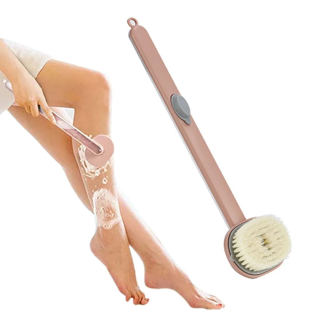 Rückenbürste mit langem, gebogenem Stiel und Duschgel-Spender für Dusche und Bad – weiche Nylonborsten, ca. 36 cm, in 4 Farben